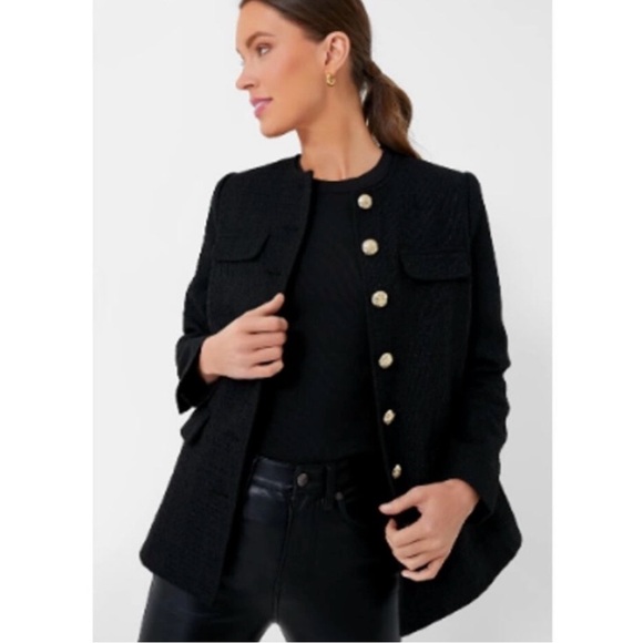 Tuckernuck Pomander Place Jennings Tweed Blazer Jacket in Black XL NWT